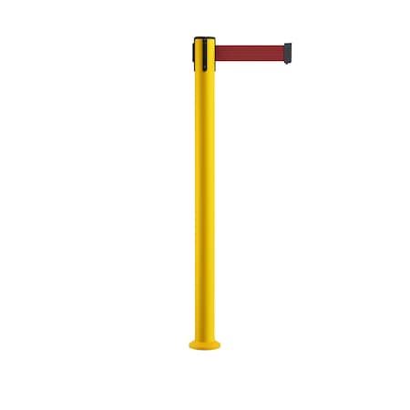 Stanchion Belt Barrier Fixed Base Yellow Post 7.5ftMaroon Belt